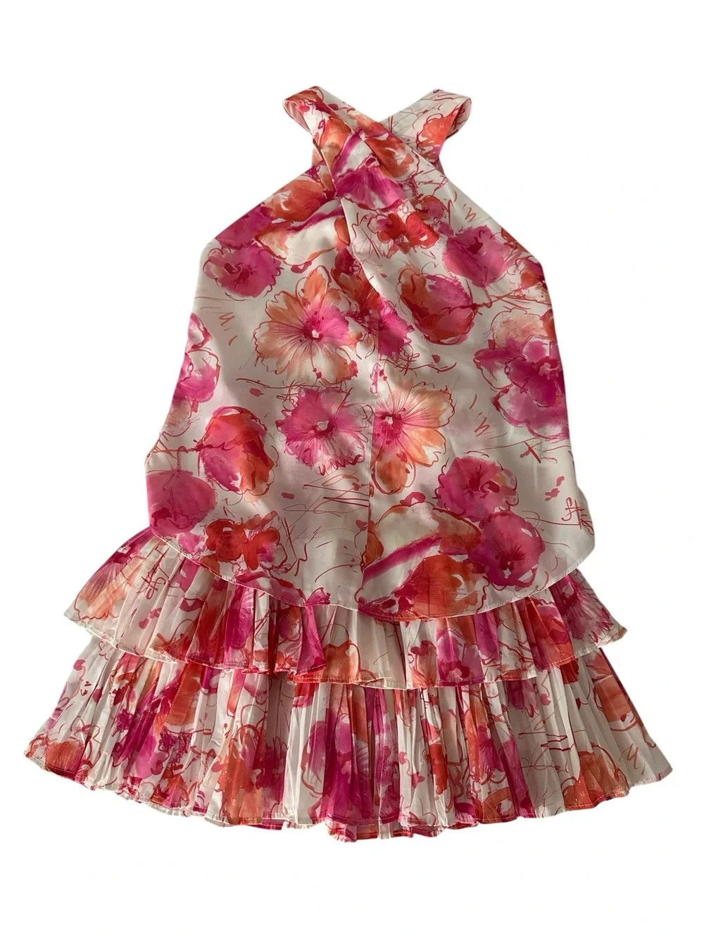 Reset By Jane Floral Halter Two Piece Set Smocked Ruffle Mini Skirt S